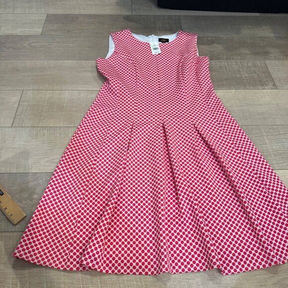 I LE SIZE 10 PINK POLKA DOT WOMENS DRESS NEW - Picture 2 of 9